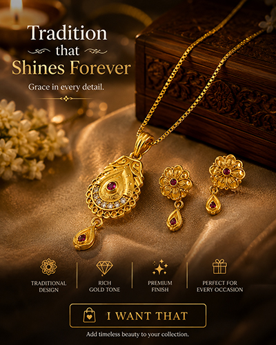 Gold-Tone Floral Pendant Necklace & Earrings Set5
