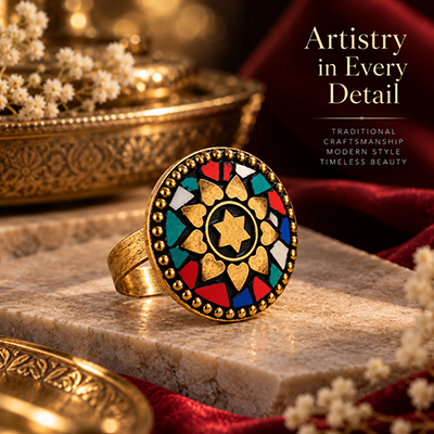 Multicolor Mosaic Statement Ring