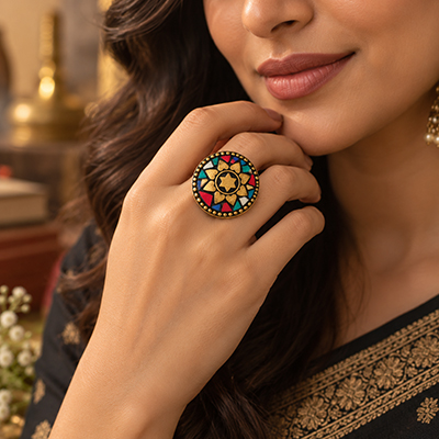 Multicolor Mosaic Statement Ring2