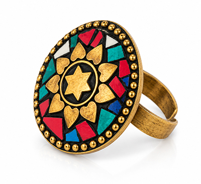Multicolor Mosaic Statement Ring4