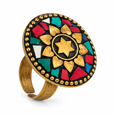 Multicolor Mosaic Statement Ring5