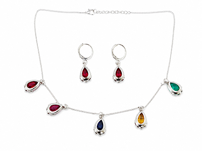 Multicolor Teardrop Stone Necklace & Earrings Set3