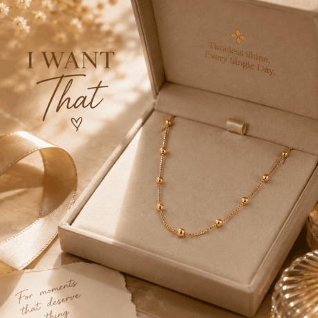 1 Gram Gold Beaded Chain Necklace for Women