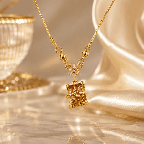 Gold-Tone Crystal Accent Pendant Necklace
