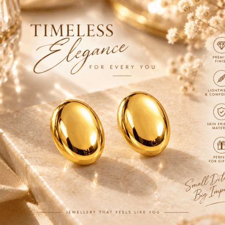 Gold-Tone Oval Dome Stud Earrings
