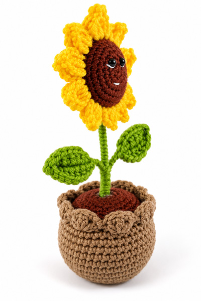 Charming Crochet Sunflower in Pot
