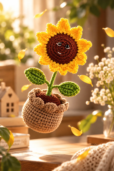 Dreamy Floating Crochet Sunflower