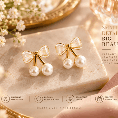 Bow & Pearl Korean Earrings