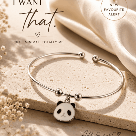 Panda Charm Silver Bangle