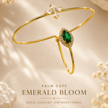 Emerald Bloom Palm Cuff