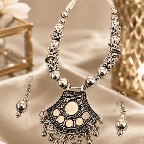 Antique Silver-Tone Traditional Necklace Set